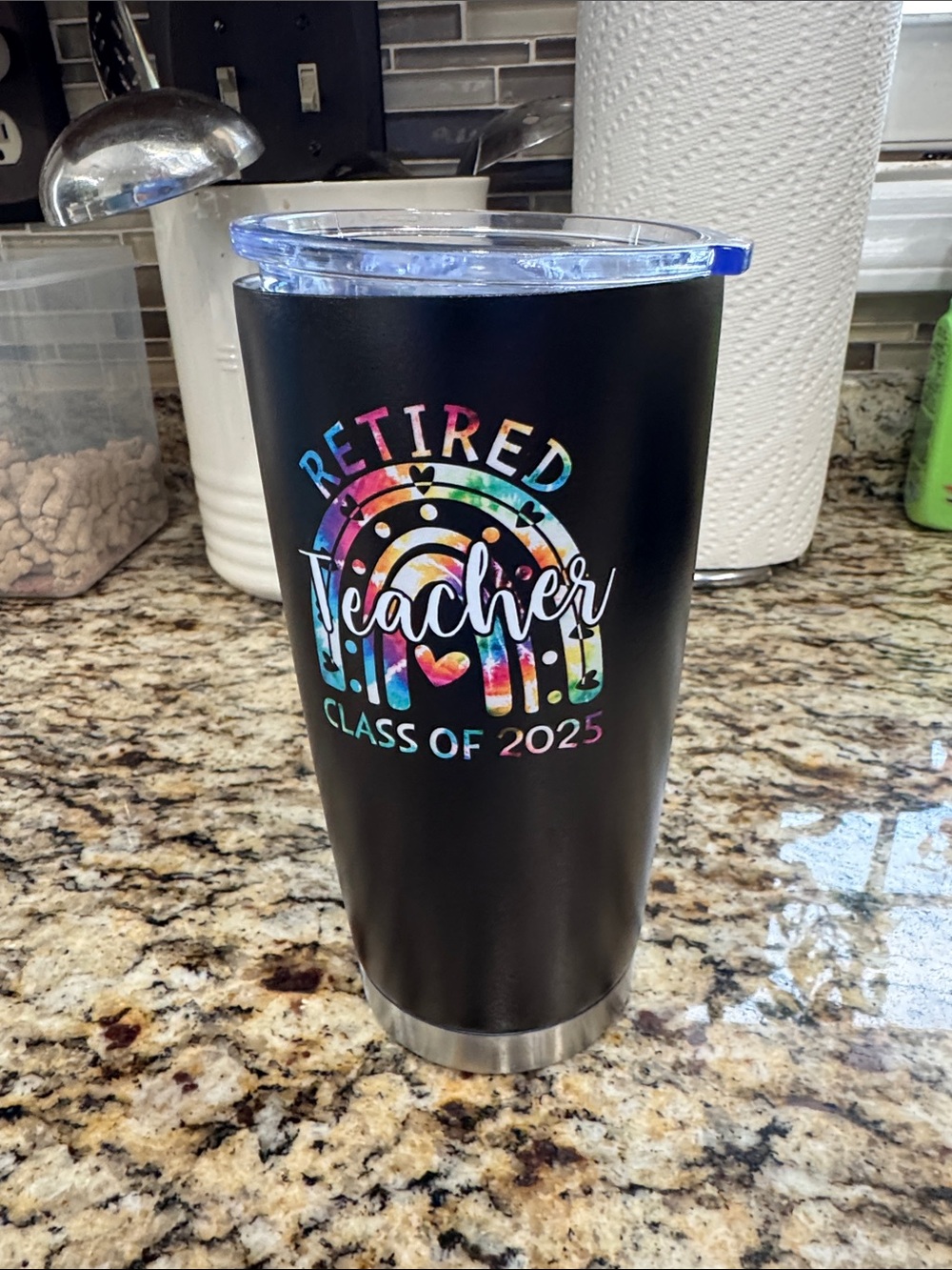 Retired Teacher Class of 2025 Rainbow Stainless Tumbler